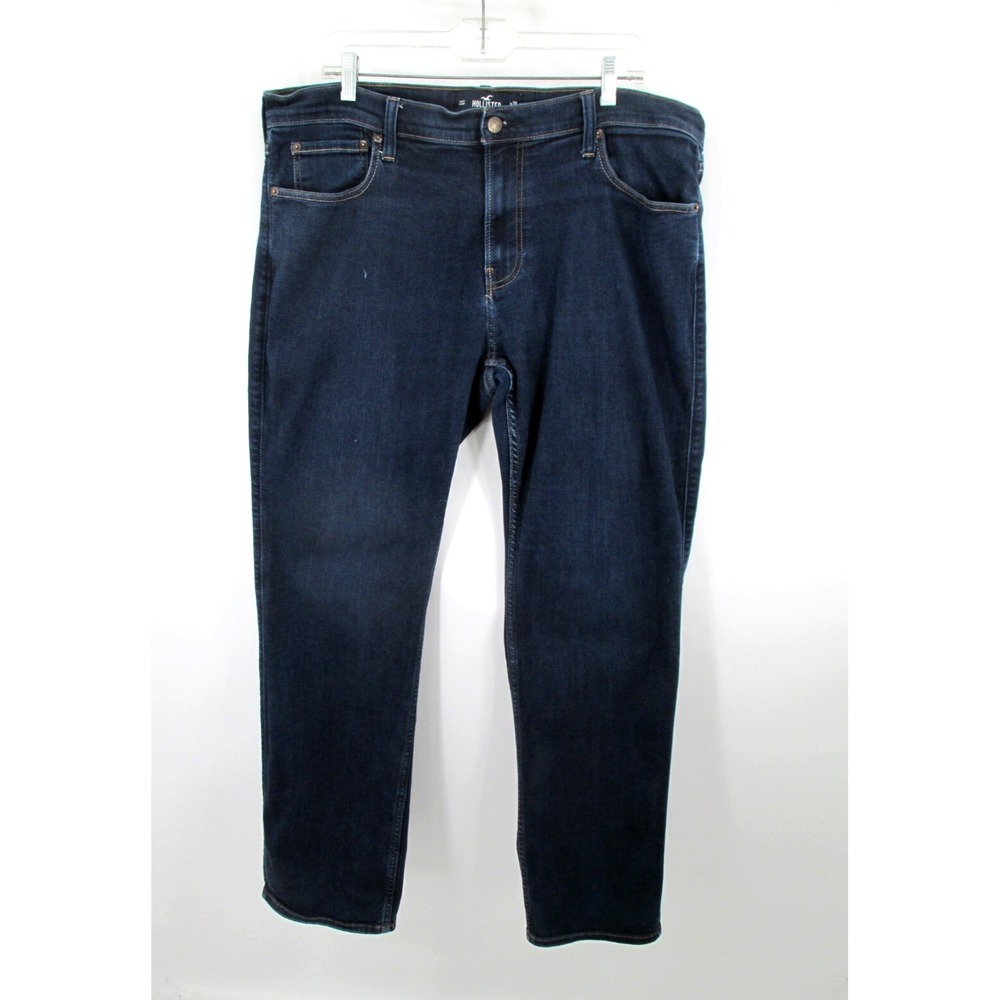 HOLLISTER Bootcut Jeans Men 38W 34L Blue Denim Mid Rise Dark Wash Zip Fly